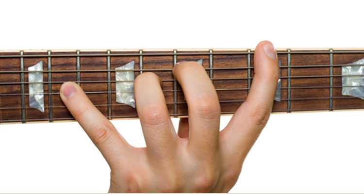 Guitar stretched fingers